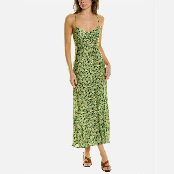 Favorite Daughter The Envy Floral Satin Slip Dress In Green Size Extra Small NWT - Picture 1 of 10